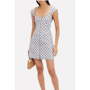 Saylor Hadleigh Gingham Blue White Mini Dress XS